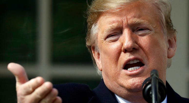 President Donald Trump speaks during an event in the Rose Garden at the White House to declare a national emergency in order to build a wall along the southern border, Friday, Feb. 15, 2019, in Washington. (AP Photo/ Evan Vucci)