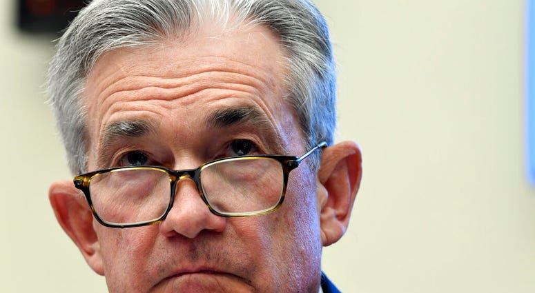FILE - In this July 10, 2019, file photo Federal Reserve Chairman Jerome Powell testifies before the House Financial Services Committee on Capitol Hill in Washington. (AP Photo/Susan Walsh, File)