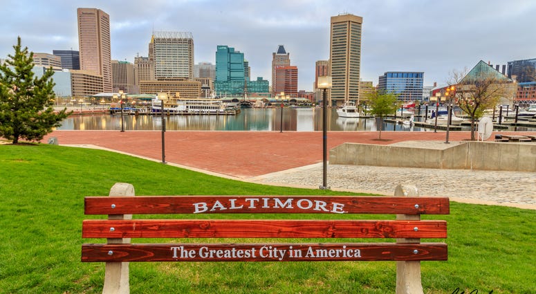 This is an early morning shot of Baltimore's Inner harbor