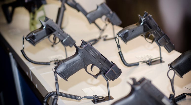 Hand guns on display