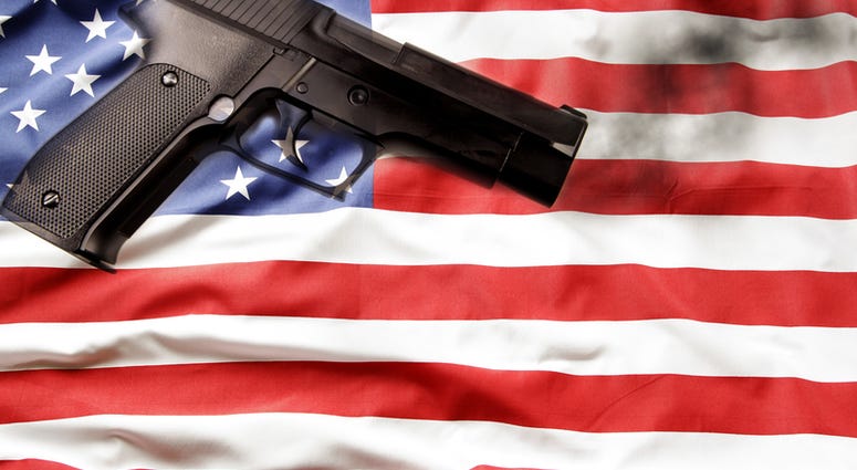 Gun and American Flag (Dreamstime)