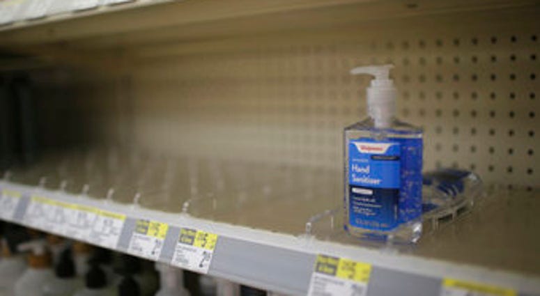 FILE - In this Feb. 28, 2020 file photo, rows of hand sanitizer are seen empty at a Walgreens in Idaho Falls, Idaho. (John Roark/The Idaho Post-Register via AP, file) FILE - In this Feb. 28, 2020 file photo, rows of hand sanitizer are seen empty at a Walgreens in Idaho Falls, Idaho. (John Roark/The Idaho Post-Register via AP, file)