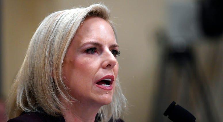Homeland Security Secretary Kirstjen Nielsen testifies on Capitol Hill in Washington, Wednesday, March 6, 2019, before the House Homeland Security Committee. (AP Photo/Susan Walsh)