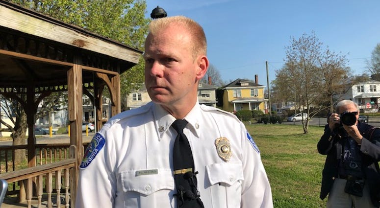 Interim Richmond Police Chief William Smith answers questions from reporters on April 4, 2019. (Matt Demlein, WRVA)