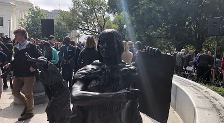 The Virginia Women's Monument is unveiled at the State Capitol on October 14, 2019. (Matt Demlein, WRVA)