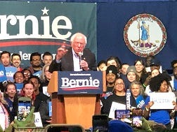 Senator Bernie Sanders (I-VT) speaks at the Arthur Ashe Center on February 27, 2020. (Matt Demlein, WRVA) Senator Bernie Sanders (I-VT) speaks at the Arthur Ashe Center on February 27, 2020. (Matt Demlein, WRVA)