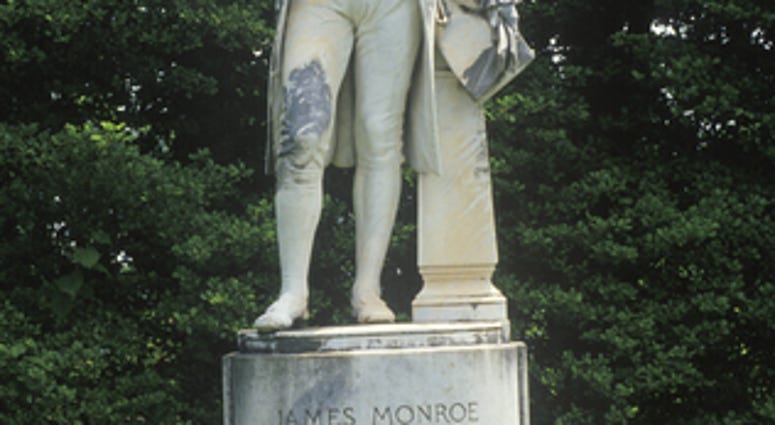 Ash Lawn, grounds of President James Monroe with statue, Charlottesville, Virginia