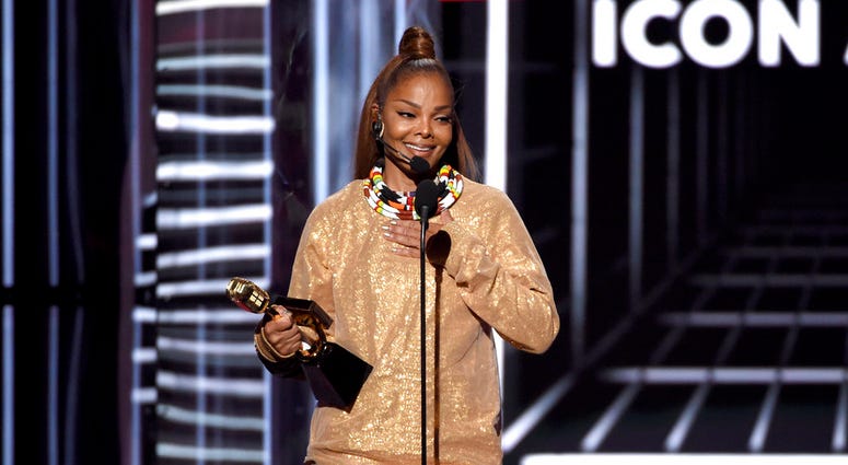 Janet Jackson accepts the Icon award at the Billboard Music Awards at the MGM Grand Garden Arena on Sunday, May 20, 2018, in Las Vegas. (Photo by Chris Pizzello/Invision/AP)