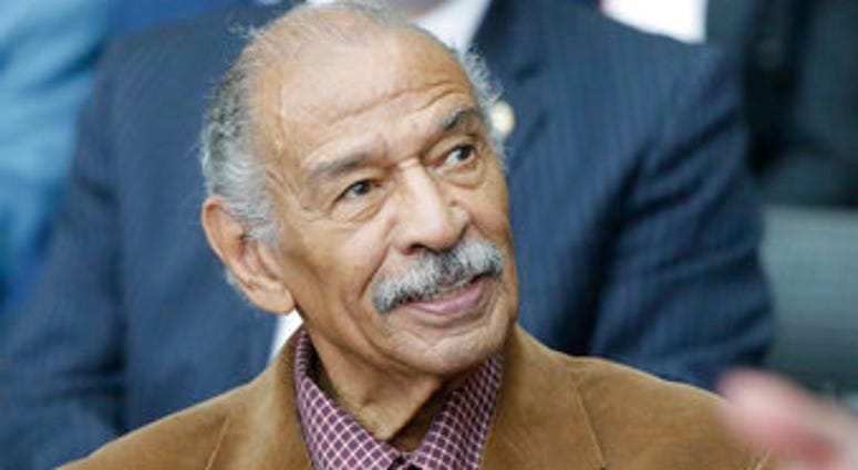 FILE - In an April 11, 2016 file photo, Congressman John Conyers is seen during a ceremony for former U.S. Sen. Carl Levin, in Detroit. Detroit police say the former congressman died at his home. He was 90. (AP Photo/Carlos Osorio, File)