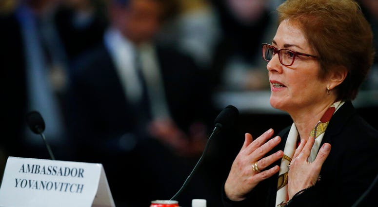 Former Ambassador to Ukraine Marie Yovanovitch testifies before the House Intelligence Committee on Capitol Hill in Washington, Friday, Nov. 15, 2019. (AP Photo/Alex Brandon)