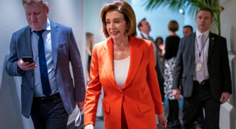 Speaker of the House Nancy Pelosi, D-Calif., arrives for a meeting with fellow Democrats on Capitol Hill in Washington, Wednesday, Feb. 26, 2020. (AP Photo/J. Scott Applewhite) Speaker of the House Nancy Pelosi, D-Calif., arrives for a meeting with fellow Democrats on Capitol Hill in Washington, Wednesday, Feb. 26, 2020. (AP Photo/J. Scott Applewhite)