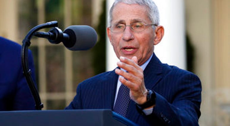 Dr. Anthony Fauci, director of the National Institute of Allergy and Infectious Diseases, speaks about the coronavirus in the Rose Garden of the White House, Monday, March 30, 2020, in Washington. (AP Photo/Alex Brandon) Dr. Anthony Fauci, director of the National Institute of Allergy and Infectious Diseases, speaks about the coronavirus in the Rose Garden of the White House, Monday, March 30, 2020, in Washington. (AP Photo/Alex Brandon)