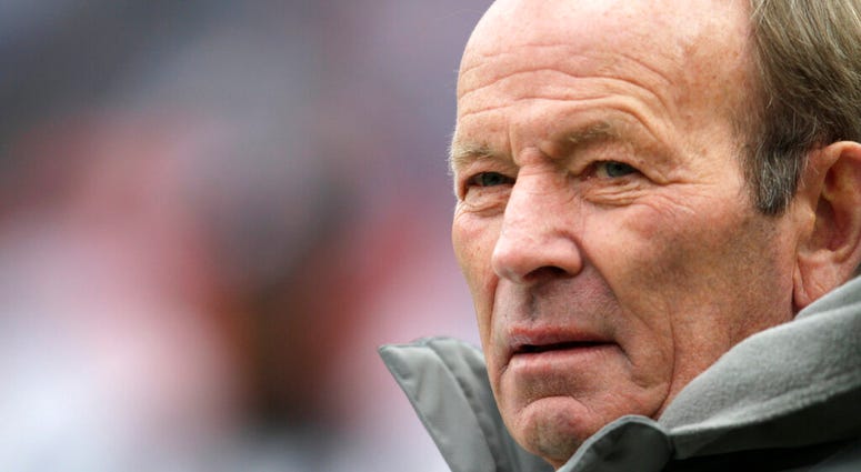 In this Nov. 28, 2010, photo, Denver Broncos owner Pat Bowlen looks on prior to the start of an NFL football game between the St. Louis Rams and the Denver Broncos. Broncos owner Bowlen has died at 75, his family says. (AP Photo/Joe Mahoney, File)