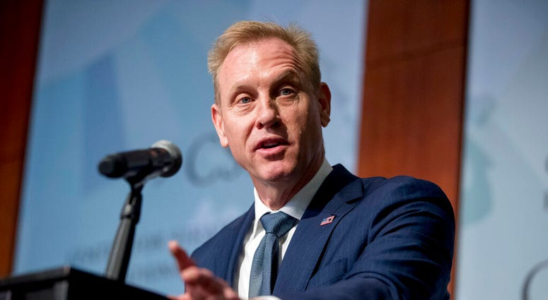 FILE - In this March 20, 2019 file photo, Acting Defense Secretary Patrick Shanahan speaks at the Center for Strategic and International Studies in Washington. (AP Photo/Andrew Harnik, File)
