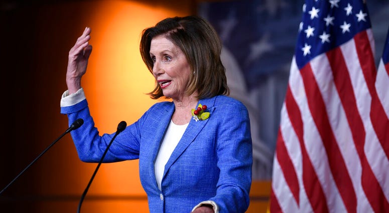 House Speaker Nancy Pelosi of Calif., speaks during a news conference on Capitol Hill in Washington, Friday, July 26, 2019. (AP Photo/Susan Walsh)