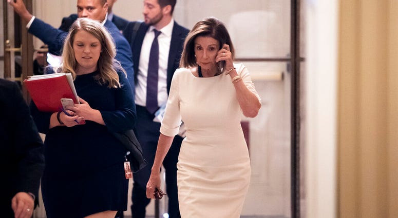 Speaker of the House Nancy Pelosi, D-Calif., arrives at the Capitol in Washington, Thursday, Sept. 26, 2019. Pelosi committed Tuesday to launching a formal impeachment inquiry against Trump. (AP Photo/J. Scott Applewhite)