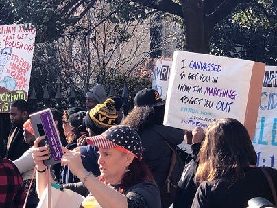 Protestors gather outside the Executive Mansion on February 4. 2019, calling for Governor Ralph Northam's resignation. (Matt Demlein, WRVA)