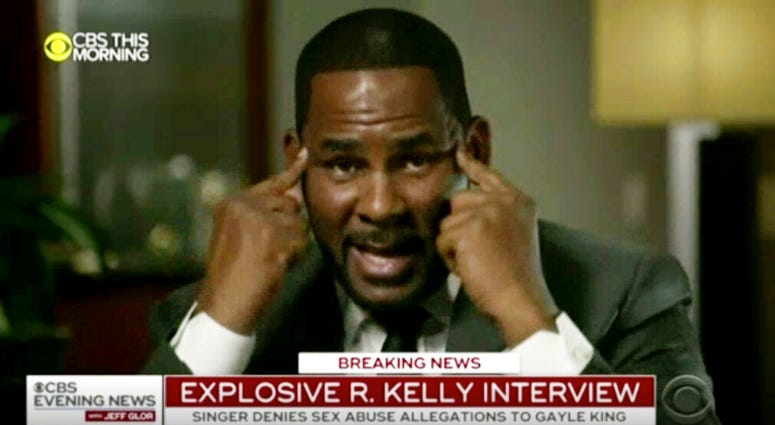 In this frame from video provided by CBS, R. Kelly talks during an interview with Gayle King on "CBS This Morning" broadcast Wednesday, March 6, 2019. (CBS via AP)