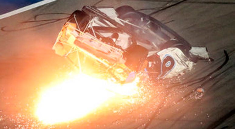 Ryan Newman slides down the track after he was involved in a crash on the final lap of the NASCAR Daytona 500 auto race at Daytona International Speedway, Monday, Feb. 17, 2020, in Daytona Beach, Fla. (AP Photo/David Graham) Ryan Newman slides down the track after he was involved in a crash on the final lap of the NASCAR Daytona 500 auto race at Daytona International Speedway, Monday, Feb. 17, 2020, in Daytona Beach, Fla. (AP Photo/David Graham)