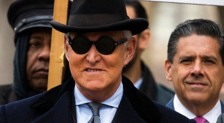 Roger Stone arrives at federal court in Washington, Thursday, Feb. 20, 2020. (AP Photo/Manuel Balce Ceneta) Roger Stone arrives at federal court in Washington, Thursday, Feb. 20, 2020. (AP Photo/Manuel Balce Ceneta)