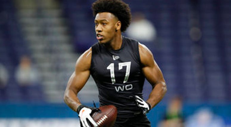 FILE - In this Feb. 27, 2020, file photo, Liberty wide receiver Antonio Gandy-Golden runs a drill at the NFL football scouting combine in Indianapolis. (AP Photo/Charlie Neibergall, File) FILE - In this Feb. 27, 2020, file photo, Liberty wide receiver Antonio Gandy-Golden runs a drill at the NFL football scouting combine in Indianapolis. (AP Photo/Charlie Neibergall, File)