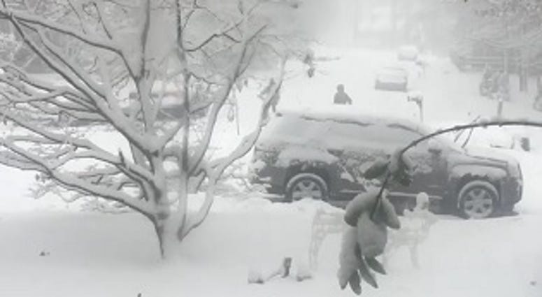 Kids play in the heavy snow in Midlothian on December 9, 2018. (Matt Demlein, WRVA)