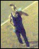 The male in the dark blue tank top is suspected of arson for an incident that occurred in the alley in the 500 block of North Harrison Street on May 31, 2020. (Credit: RPD) The male in the dark blue tank top is suspected of arson for an incident that occurred in the alley in the 500 block of North Harrison Street on May 31, 2020. (Credit: RPD)