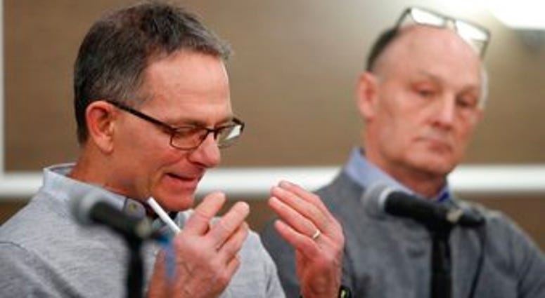 Tad Deluca, a University of Michigan wrestler from the 1970s, speaks during a news a news conference. He says he was kicked off the team and lost his financial aid after complaining that he had been abused by a sports doctor. (AP Photo/Carlos Osorio) Tad Deluca, a University of Michigan wrestler from the 1970s, speaks during a news a news conference. He says he was kicked off the team and lost his financial aid after complaining that he had been abused by a sports doctor. (AP Photo/Carlos Osorio)