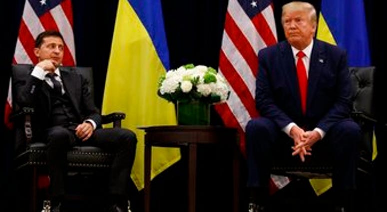 FILE - In this Sept. 25, 2019, file photo, President Donald Trump meets with Ukrainian President Volodymyr Zelenskiy at the InterContinental Barclay New York hotel during the United Nations General Assembly, in New York. (AP Photo/Evan Vucci, File) FILE - In this Sept. 25, 2019, file photo, President Donald Trump meets with Ukrainian President Volodymyr Zelenskiy at the InterContinental Barclay New York hotel during the United Nations General Assembly, in New York. (AP Photo/Evan Vucci, File)