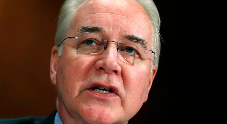 FILE - In this June 15, 2017, file photo, Health and Human Services Secretary Tom Price testifies on Capitol Hill in Washington. The government wasted at least $341,000 on travel by ousted Health and Human Services Secretary Tom Price, including booking c