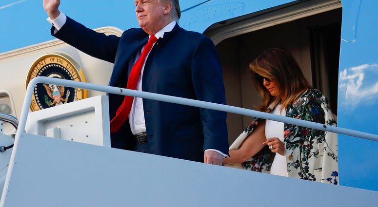 President Donald Trump waves during his arrival. (AP Photo/Pablo Martinez Monsivais)