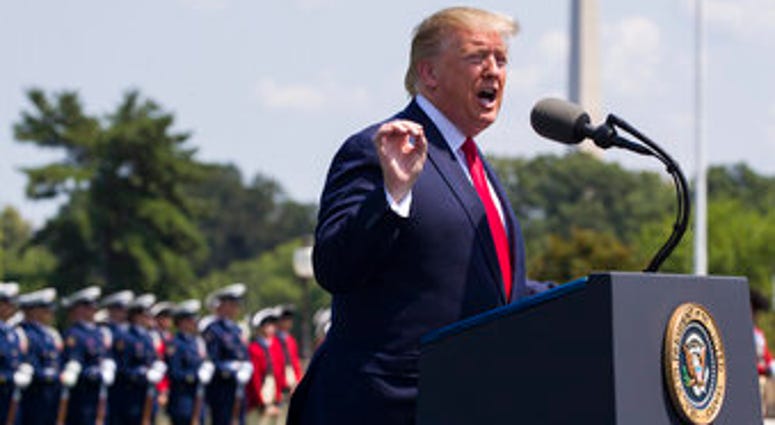 FILE - In this July 25, 2019, file phot, President Donald Trump speaks during a ceremony for new Secretary of Defense Mark Esper at the Pentagon. (AP Photo/Alex Brandon, File) FILE - In this July 25, 2019, file phot, President Donald Trump speaks during a ceremony for new Secretary of Defense Mark Esper at the Pentagon. (AP Photo/Alex Brandon, File)
