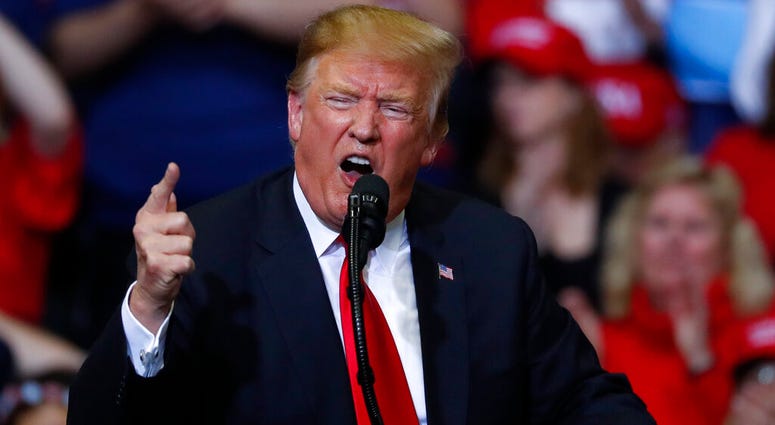 President Donald Trump speaks during a rally in Grand Rapids, Mich., Thursday, March 28, 2019. (AP Photo/Paul Sancya)
