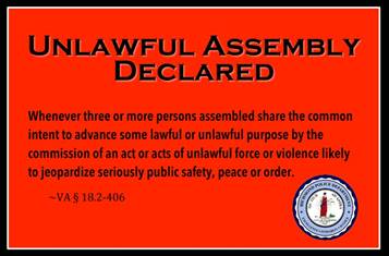 Richmond Police unlawful assembly warning