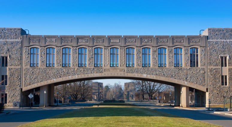 Torgersen Hall and bridge to Newman Library at Virginia Tech