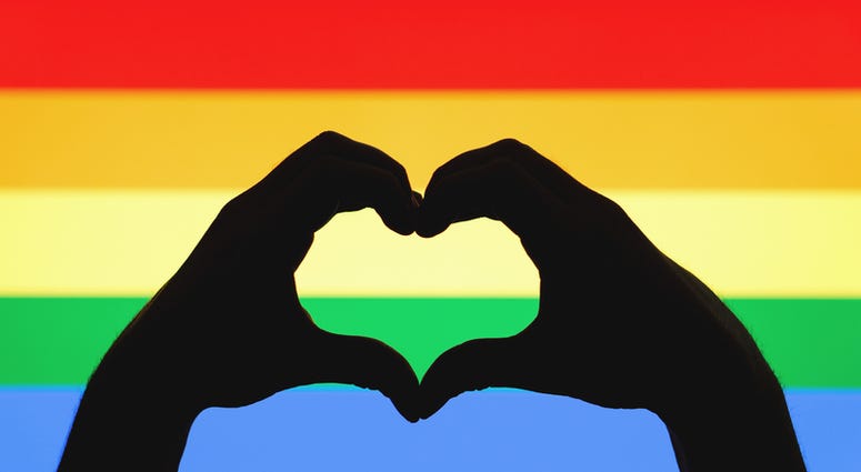 Hands showing heart sign on gay pride and LGBT rainbow flag. Tero Vesalainen | Dreamstime.com Hands showing heart sign on gay pride and LGBT rainbow flag.Tero Vesalainen | Dreamstime.com
