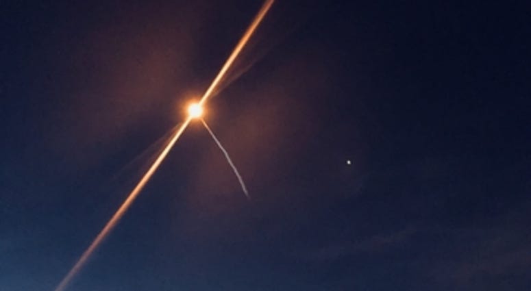Rocket launch of a falcon 9 at Cape Canaveral Florida in June 2018.