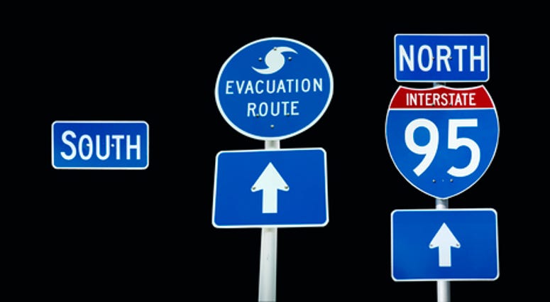 Hurricane/storm evacuation routes and I95 intersate signs.