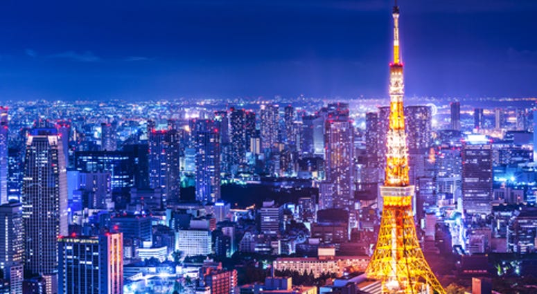 Tokyo, Japan cityscape at Tokyo Tower.