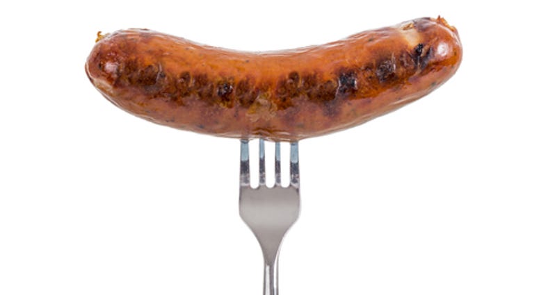 Grilled Sausage on a fork