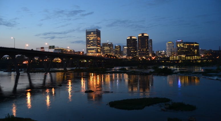 Downtown Richmond skyline at night.