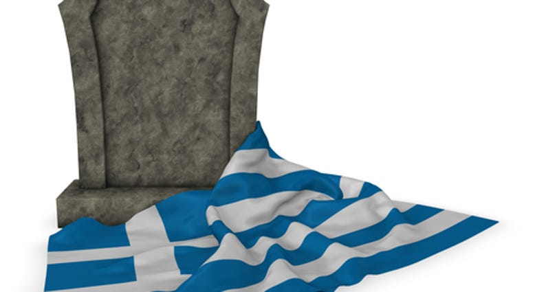 Gravestone and flag of greece