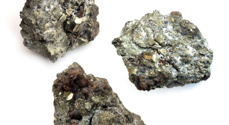 Uranium ore - isolated object on white background
