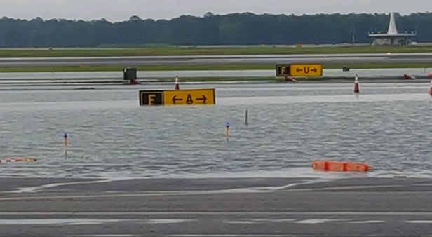 Flooded runways at Richmond International Airport the morning of June 22, 2018. (Picture via Richmond International Airport Operations)