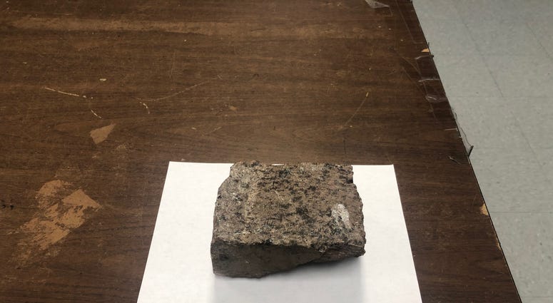 Stone Richmond Police say was thrown at one of their vehicles. (Richmond Police) Stone Richmond Police say was thrown at one of their vehicles. (Richmond Police)