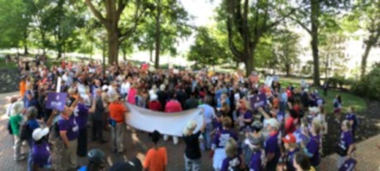 Groups on both sides of the gun argument rally outside the State Capitol (Matt Demlein, News Radio WRVA)