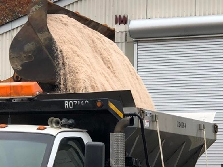 VDOT moves sand into position for snow and ice removal. (Matt Demlein, WRVA)