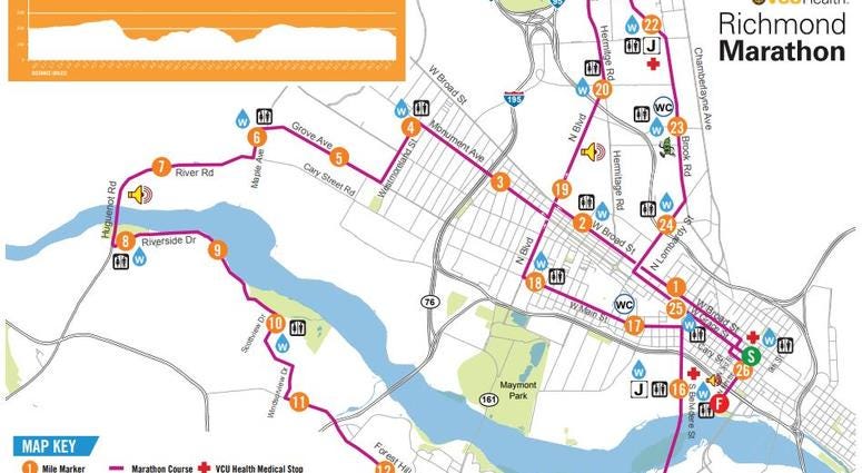 Richmond Marathon Map. (Richmond Police)