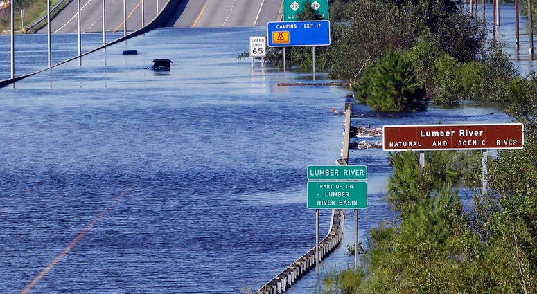 Flooded Section of I-95 in North Carolina