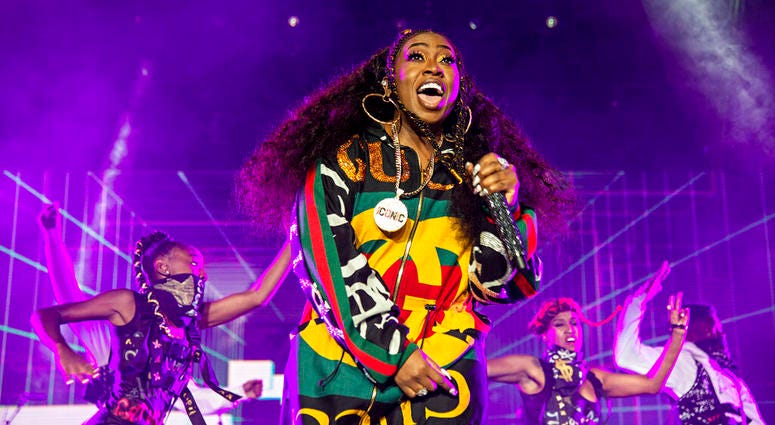 In this July 7, 2018 file photo, Missy Elliott performs at the 2018 Essence Festival in New Orleans.